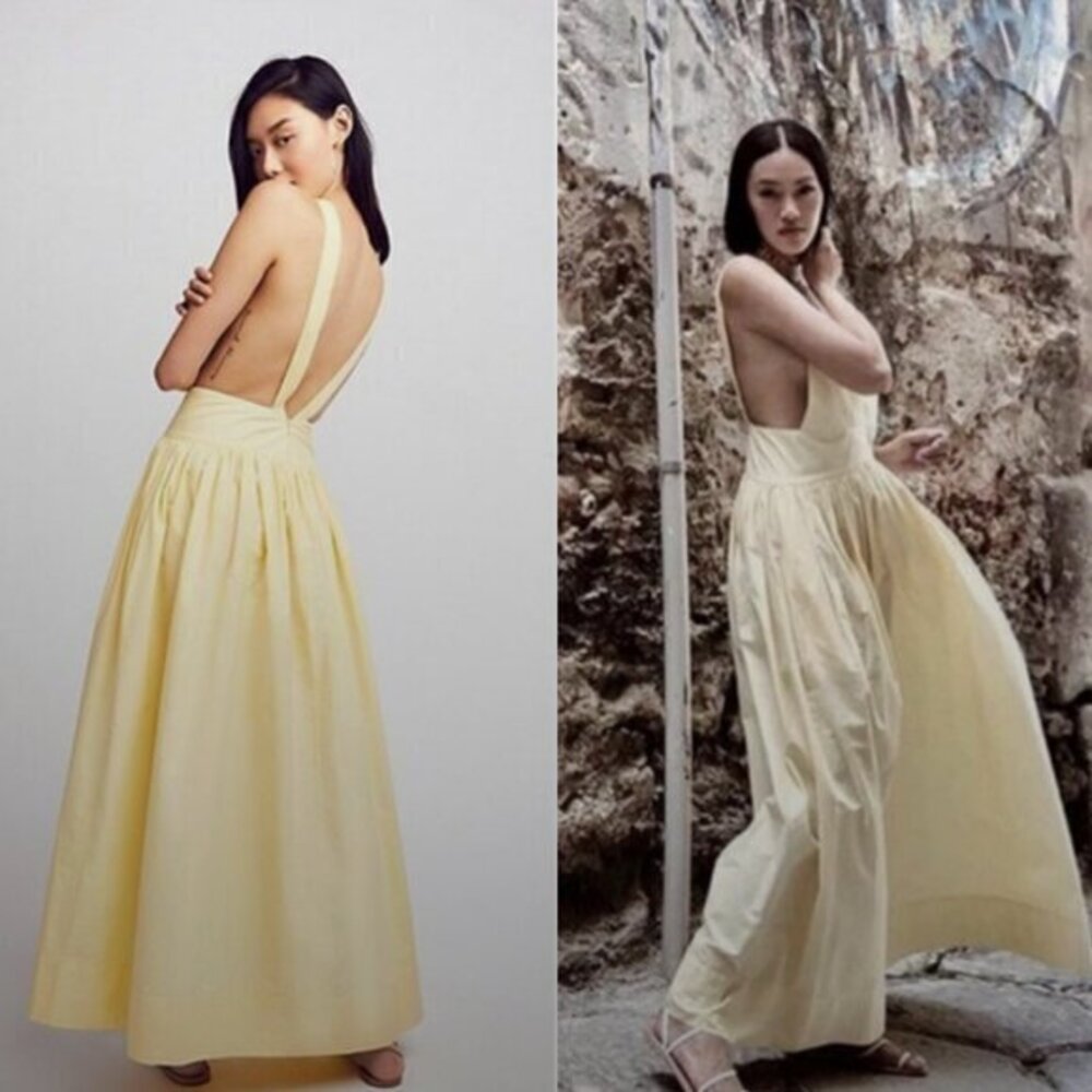 Kalita Dress Zephyr Maxi V Neck in Butter Yellow